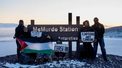 A small pro Palestine protest at McMurdo Station, Antarctica 